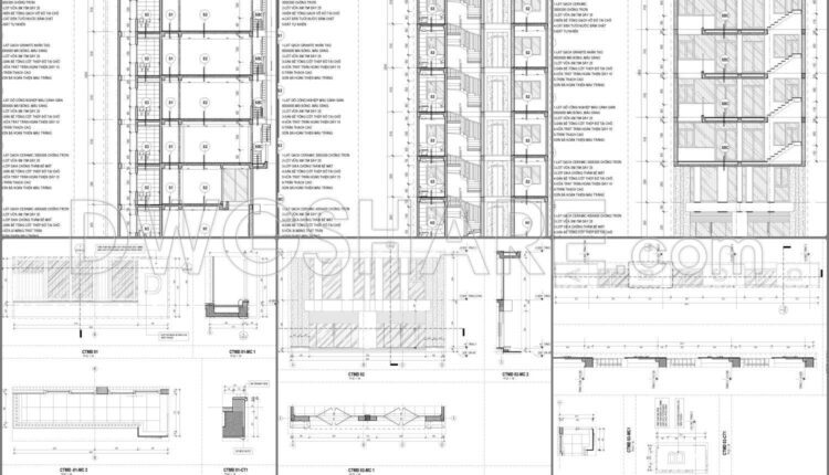 Drawing Of 7-Story House A Complete Project 8.9m x 10.1m For Download