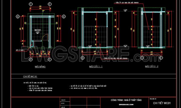 103.WC Layout Plan and elevations details AutoCAD drawing download
