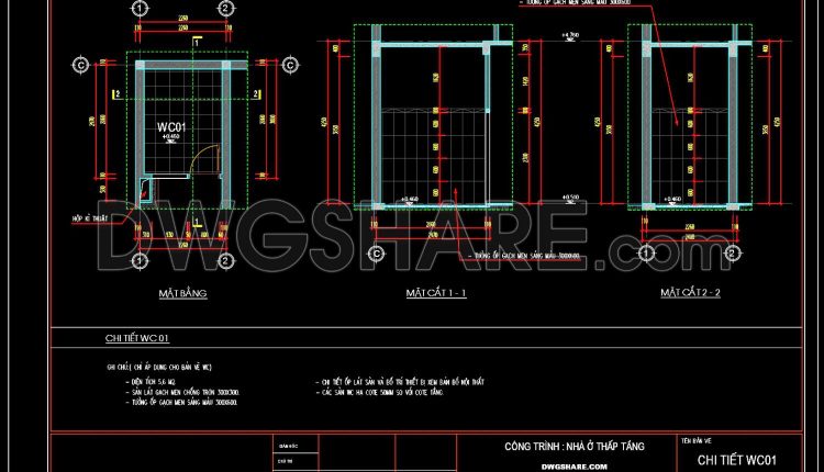 103.WC Layout Plan and elevations details AutoCAD drawing download