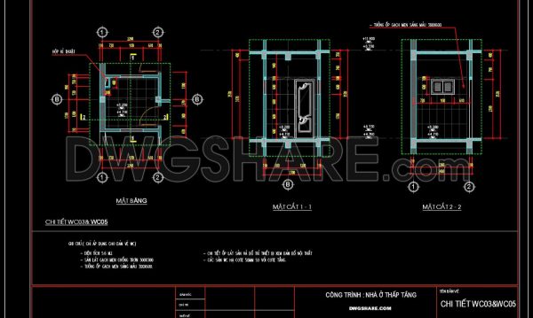 104.WC Layout Plan and elevations details AutoCAD drawing download