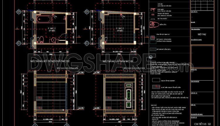106.WC Layout Plan and elevations details AutoCAD drawing download