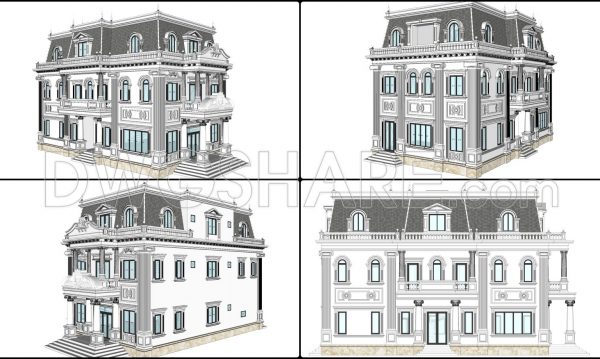 3 years ago
                

                
             4,2602-Story Classic Villa Plans, Faces Details AutoCAD File 10×19.8m