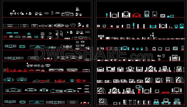 205.CAD Blocks Furniture for Living room