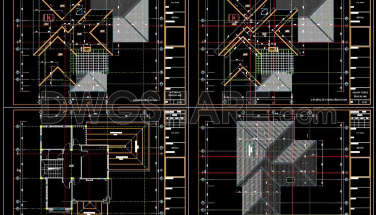 3-Story House Plans Details AutoCAD File 11.2m x15.7m (2)