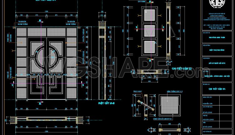 375.Free cad blocks detail door DWG download