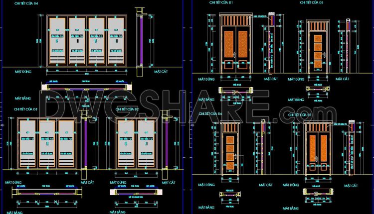 377.Free cad blocks detail door DWG download
