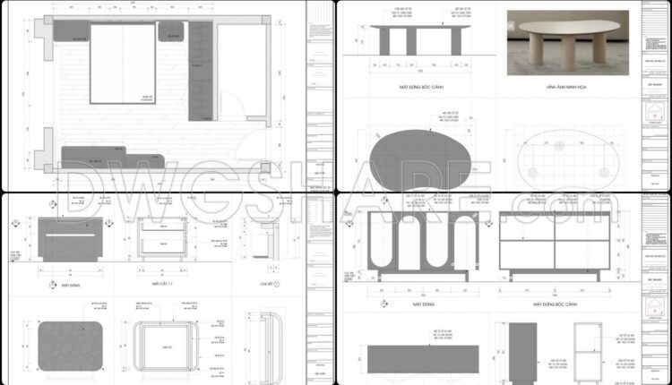 39.Detailed Drawings Of Bedroom In Autocad File