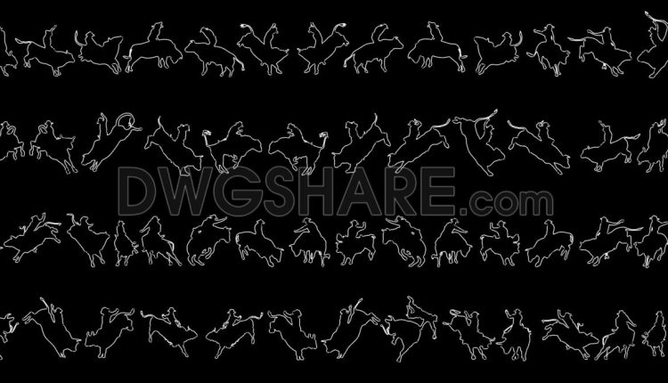 82.Free Download Of People Silhouettes Bull Riding Autocad Drawing DWG