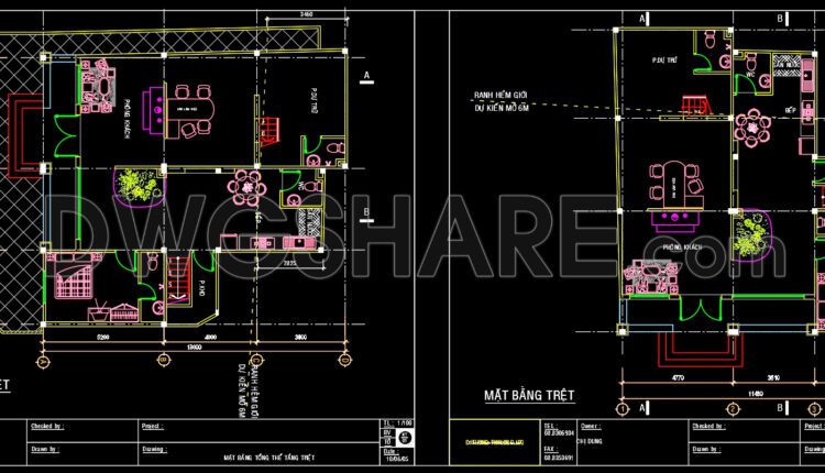 Autocad Drawing Of 2-Story Modern Villa 11.4m x13m For Download
