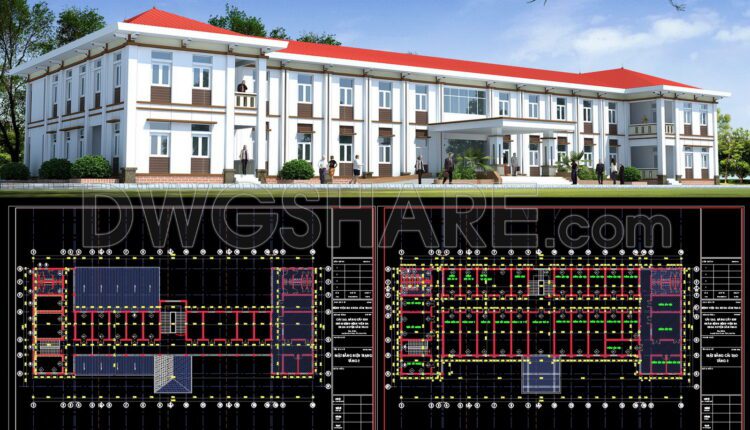 Autocad Drawings Of 2-Story Hospital A Complete Project 23×54m For Download