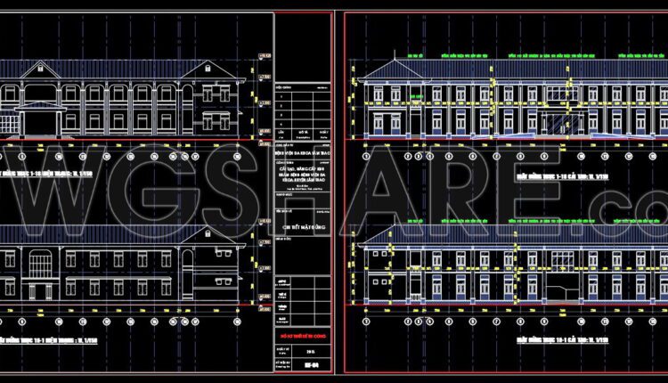 Autocad Drawings Of 2-Story Hospital A Complete Project 23×54m For Download
