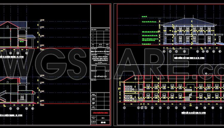 Autocad Drawings Of 2-Story Hospital A Complete Project 23×54m For Download