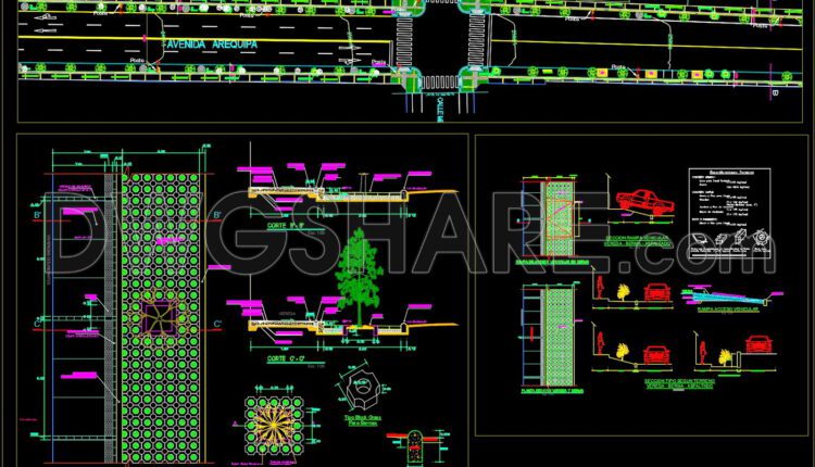 104.Autocad Drawings Of Urban street design sidewalks crosswalks signage disabled ramps For Download