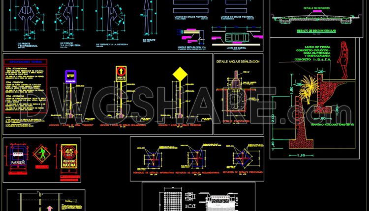 104.Autocad Drawings Of Urban street design sidewalks crosswalks signage disabled ramps For Download