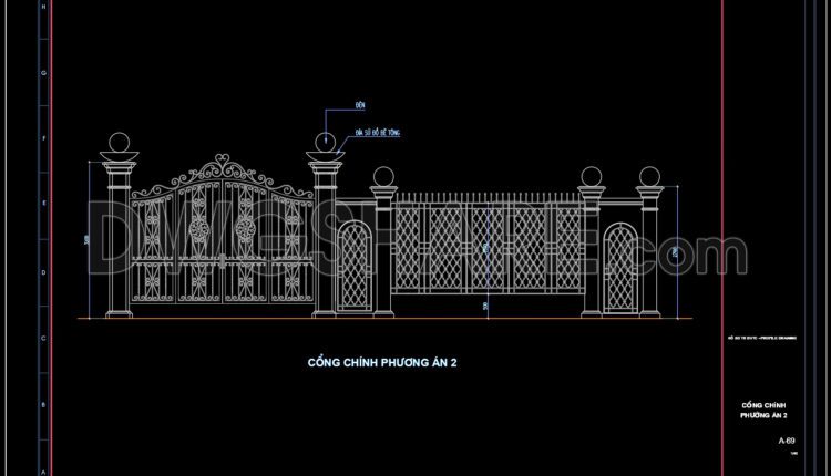 108.Gate and Fence DWG With Detailing For Free Download