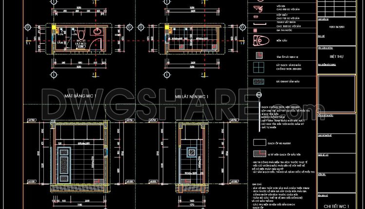 112.WC Layout Plan and elevations details AutoCAD drawing download