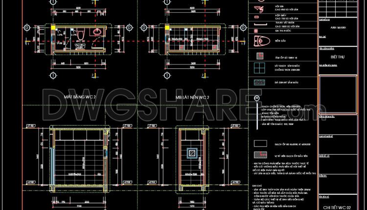 113.WC Layout Plan and elevations details AutoCAD drawing download