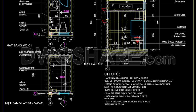 114.WC Layout Plan and elevations details AutoCAD drawing download