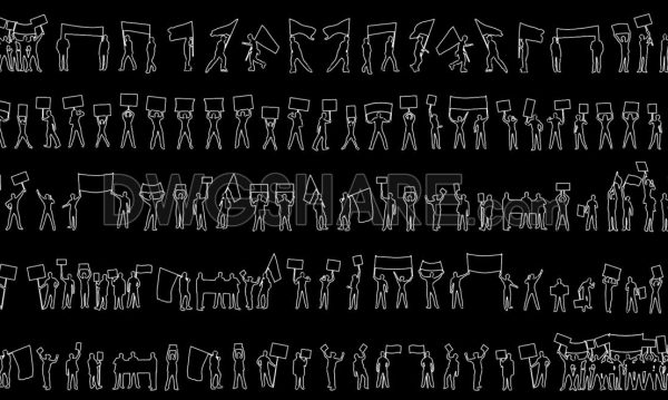 84.Free Download Of People-Protesting Autocad Drawing DWG