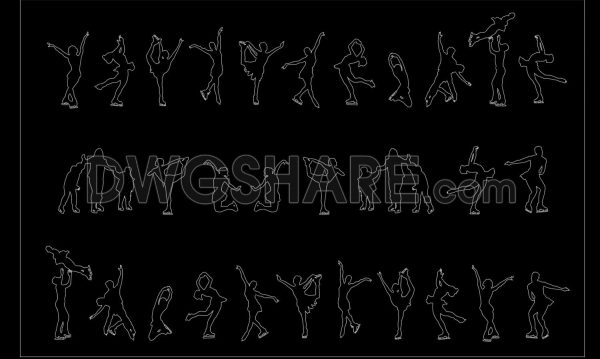85.Free Download Of People Ice Skating Autocad Drawing DWG