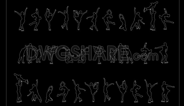 85.Free Download Of People Ice Skating Autocad Drawing DWG
