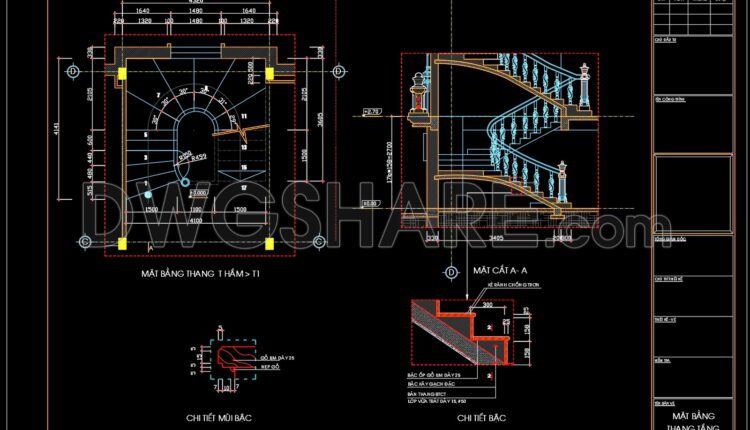 94.Detailed drawings of stairs in autocad file (1)