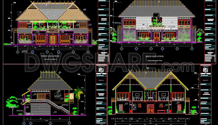 Autocad Drawings Of 2-Story Modern Villa 12m x18.2m For Download