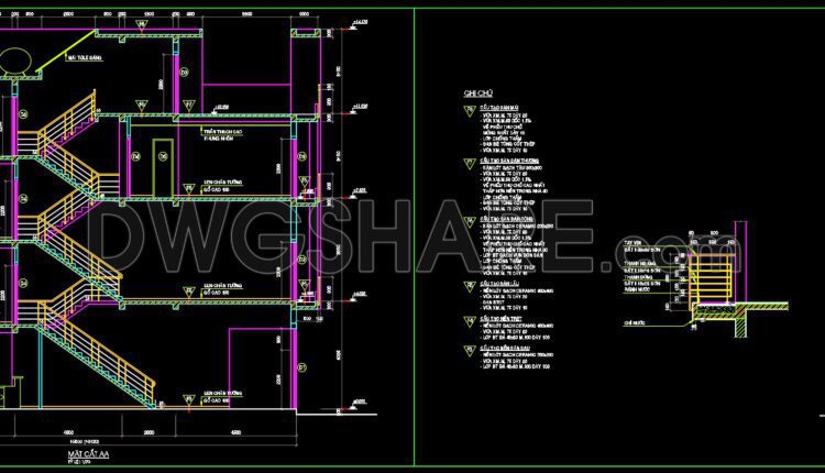 Autocad Drawings Of 4-Story Modern House 4m x16m For Download