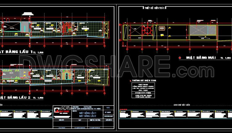 Drawings Of 4-Story House A Complete Project 3.6m x 21.1m For Download