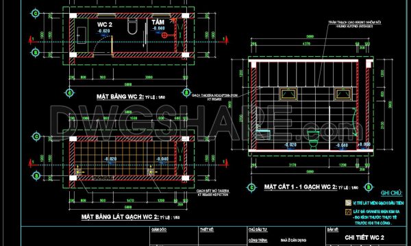 119.WC Layout Plan and elevations details AutoCAD drawing download