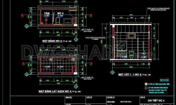 120.WC Layout Plan and elevations details AutoCAD drawing download