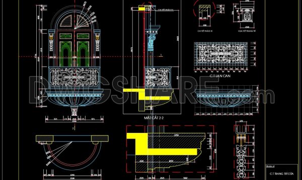 3 years ago
                

                
             2,150147.Free download of detailed autocad architectural drawings of column heads and balcony windows