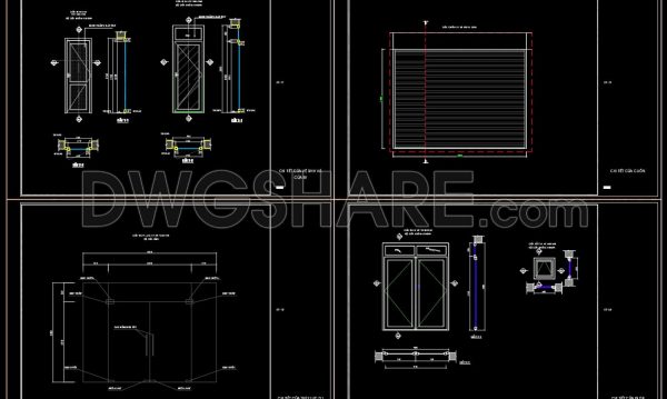 390.Free cad blocks Detail doors, windows DWG download