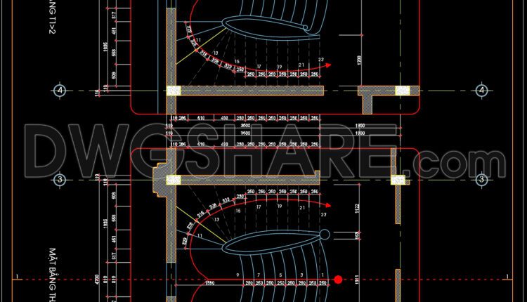 96.Detailed drawings of stairs in autocad file
