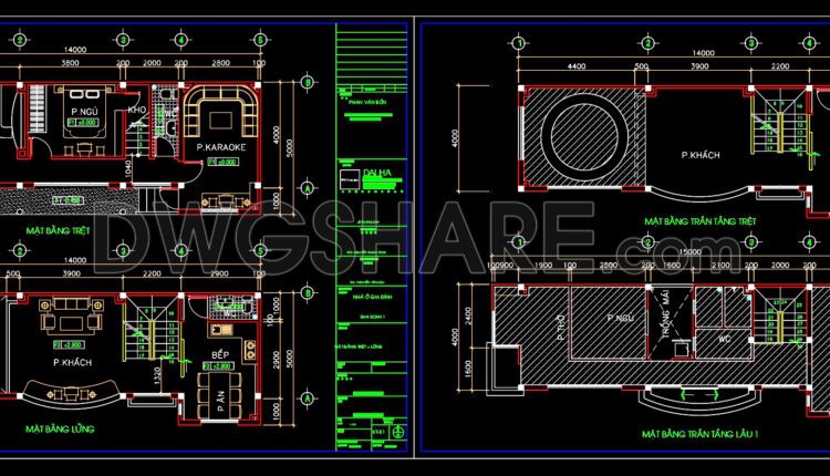 Autocad Drawings Of 3-Story Modern House 5m x14m For Download (1)