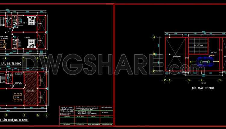 Autocad Drawings Of 4-Story Modern House 8m x20m For Download