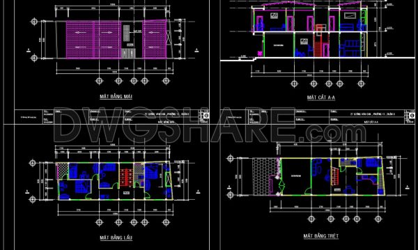 Drawings Of 2-Story House A Complete Project 5.4m x 15.8m For Download