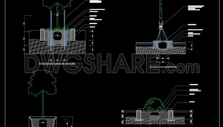 111.Autocad Drawings Of technical drawings for urban tree planting For Download