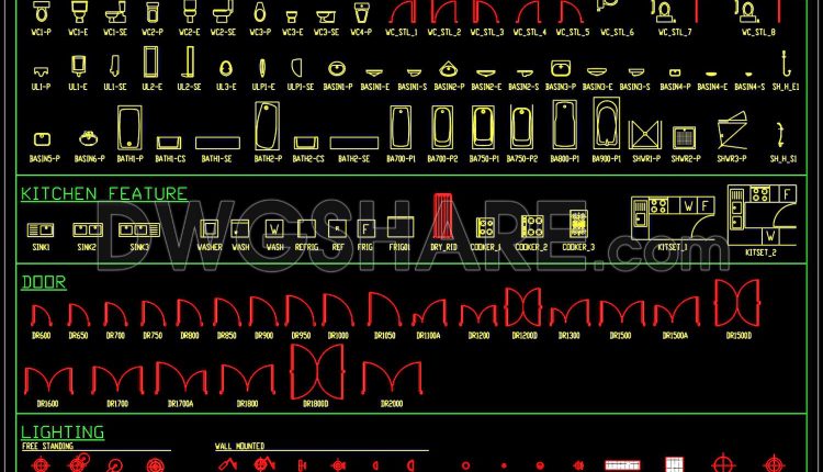 125.Bathtub, Wash basin, Toilet bowls free AutoCAD drawing download