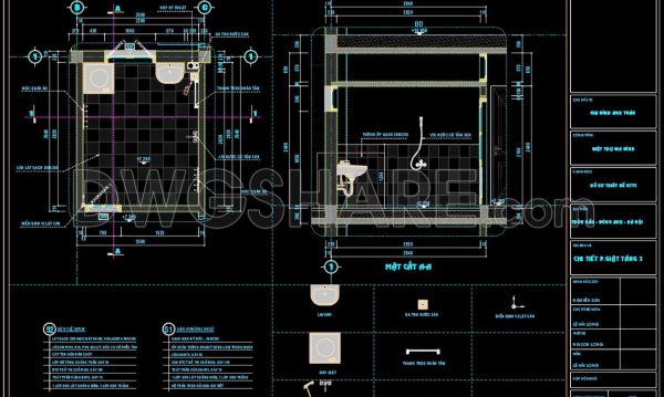 127.WC Layout Plan and elevations details AutoCAD drawing download