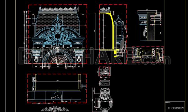 148.Detailed drawing of the foyer of the house in AutoCAD format