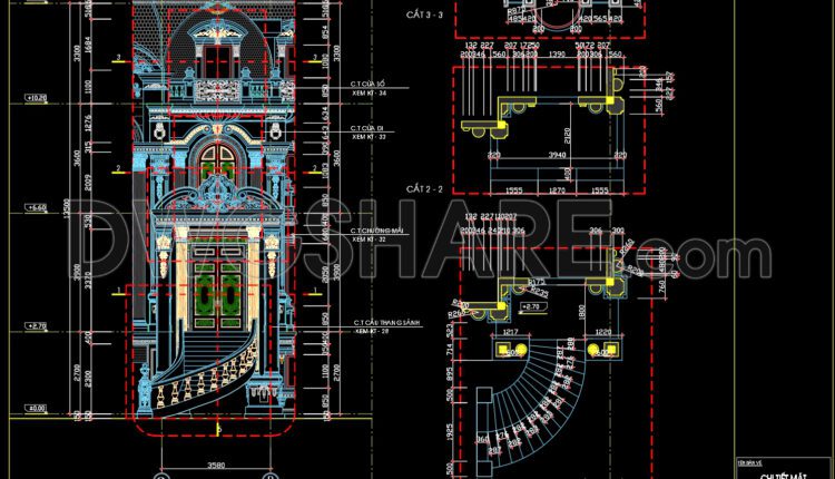 149.Detailed AutoCAD drawings of vertical facades in classical architecture (1)