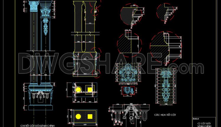 150.Detailed drawing of the foyer of the house in AutoCAD format
