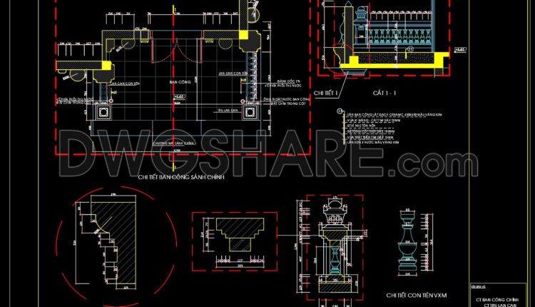 150.Detailed drawing of the foyer of the house in AutoCAD format