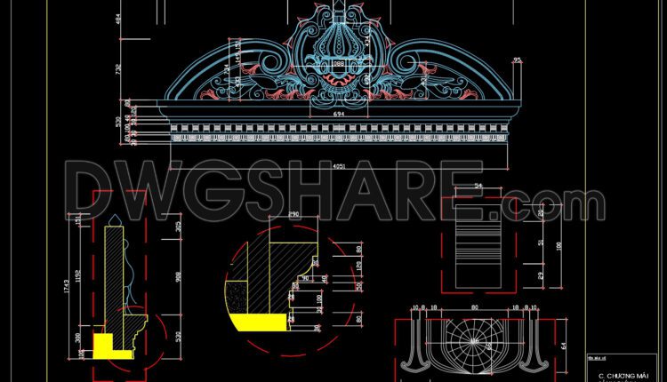 150.Detailed drawing of the foyer of the house in AutoCAD format