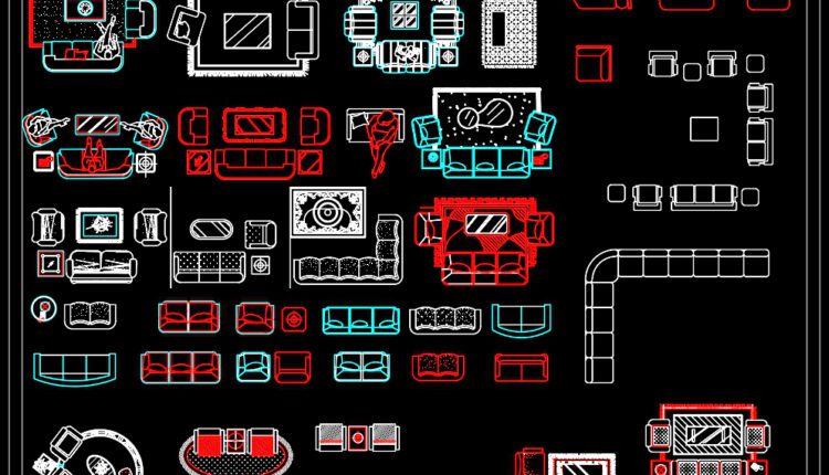 215.CAD Blocks Furniture for Living room