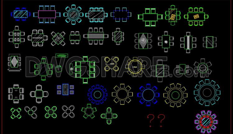 218.CAD Blocks Furniture for Kitchen and Dining room