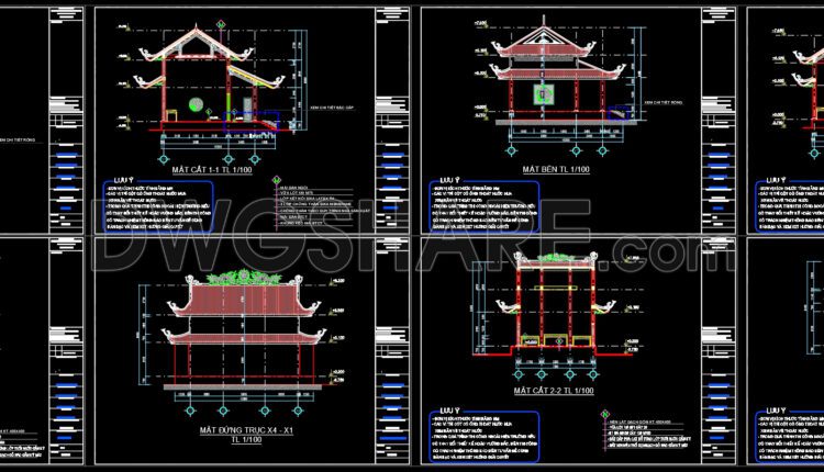 23.Autocad Drawing Of Ancestral Temple For Download
