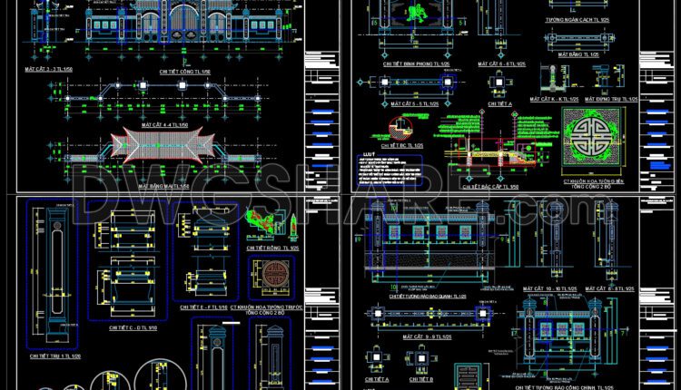 23.Autocad Drawing Of Ancestral Temple For Download