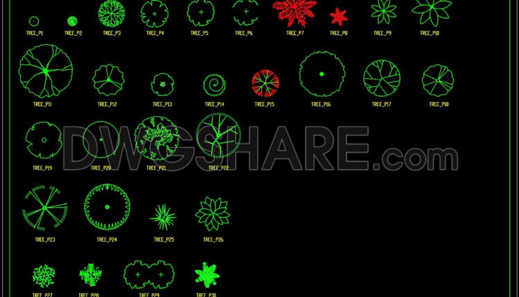 34.Autocad Drawings Of Tree In Top View For Download